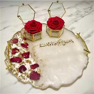 سینی عقد رزینی گل طبیعی