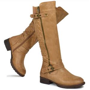 Premier Standard - Women's Knee High Western Flat Riding Boots with Buckle Straps - Sexy Knee High Boot - Easy Heel