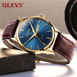 ساعت مچی مردانه OLEVS ساعتهای لوکس ورزشی کوارتز چرم روز تقویم ضد اب تماشای کلاسیک بند Men's Watches Luxury Sports Casual Quartz Wristwatches Leather Waterproof Calendar Day Date Classic Band Mens 