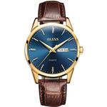 OLEVS Men's Watches Luxury Sports Casual Quartz Wristwatches Luxury Leather Watches -Waterproof Calendar Day/Date Watch Classic Leather Band Watch Mens