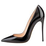 GEEDIAR Women's Thin Heel Shoes Pointy Toe Ladies Party Dress Pumps Patent Leather Pumps Mules Suede Pumps Slip On Stiletto Pumps Wedding Party Basic Shoes