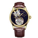 Aesop Men's Tourbillon Automatic Mechanical Wrist Watch with Leather Strap (8000)