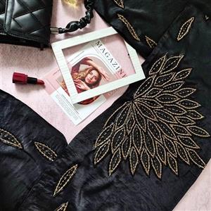 شال جواهر دوزی طرح برگ 