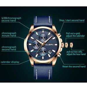 Elegant and Stylish Multifunction Watches Men's Leather Strap Wrist Watch with Date Display 