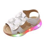 Baby Toddler Girls Summer Light Up Walking Sandals for 1-6 Years Old Kid Bowknot Led Luminous Sport Sandals Shoes