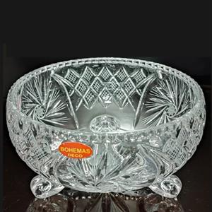 میوه خوری بزرگ پایه دار کریستال تحت لیسانس بوهمیای چک مدل خورشیدی با درصد خلوص 24  