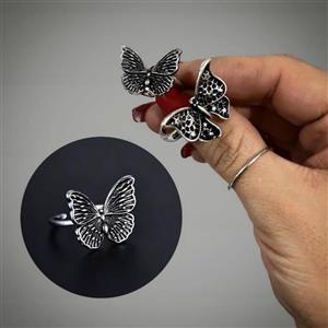 انگشتر دخترانه پروانه ای مدل پینترستی استیل رنگ ثابت فری سایز