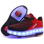 AIkuass USB Chargable LED Light Up Roller Shoes Wheeled Skate Sneaker Shoes for Boys Girls Kids