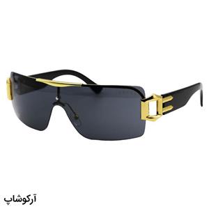 عینک آفتابی GUCCI با فریم مخفی، طلایی رنگ، دسته مشکی و لنز دودی تیره مدل FR864