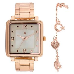 ست ساعت و دستبند زنانه برند آلمانی Auriol ساعت بند چرمی زنانه 