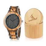 BOBO BIRD Men's Zebra Wood Watch Analog Quartz Lightweight Handmade Wooden Sports Casual Watches