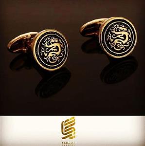 دکمه سردست طرح اژدها روکش طلای 18 عیار