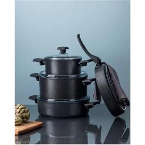 سرویس قابلمه تیتانیومی ۷ پارچه برند مادام کوکو ترکیه مدل Titanium Professional زرشکی