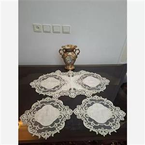 رومیزی سه تیکه دانتل ومخمل شاین دار ایرانی اعلا