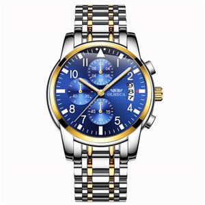 OLMECA Men's Watch Fashion Luxury Wrist Watches Analog Quartz Waterproof Chronograph Watch for Men Stainless Steel Strap Clock 0830M-JJLMgd