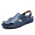 ENLEN&BENNA Men Sport Sandals Leather Fisherman Slippers Slip On Closed Toe Summer Outdoor Beach Flats Shoes