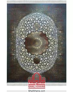 فرش ماشینی 1200 شانه فرش مشهد زمینه و حاشیه سبز کد 803305