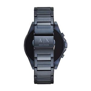 Armani Exchange Men's Smartwatch Touchscreen Watch with Stainless-Steel-Plated Strap, Blue, 22 (Model: AXT2003) 