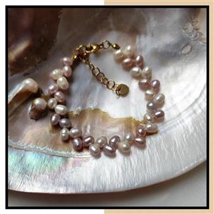 دستبند مروارید پرورشی اصل مولتی کالر  با متریال استیل ( یاقوت گالری)