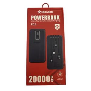  پاور بانک لیزا و گری مدل PB003 ظرفیت 20000 میلی آمپرساعت
