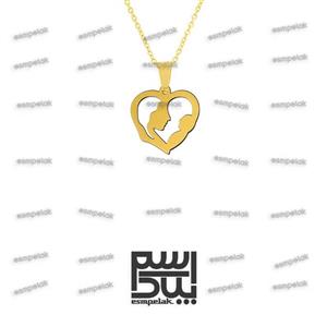 آویز مادر و بچه قلب (استیل، رنگ ثابت، آبکاری طلایی) کد 40706