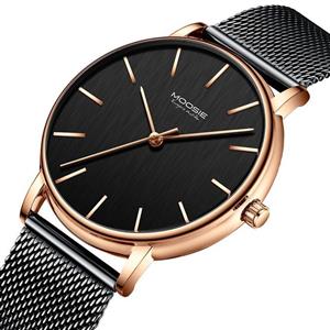 Men's Watches Simple Business Fashion Ultra Thin Unisex Minimalist Dress Analog Quartz Waterproof Wrist Watch with Mesh Band Dark Blue 