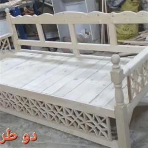 تخت سنتی باغی چوبی خام. هزینه ارسال بصورت پس کرایه