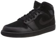 Nike Jordan Mens Air Jordan 1 Mid Leather Synthetic Black Dark Grey Trainers 8.5 US