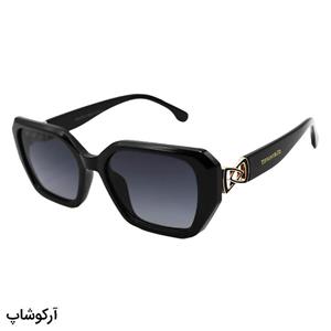عینک آفتابی تیفانی با فریم مستطیلی شکل، مشکی رنگ و عدسی دودی سایه روشن مدل A80043