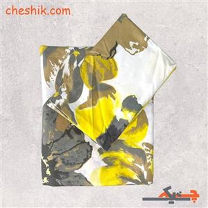 سرویس ملحفه(روتختی) کشدار دونفره 3 تکه طرح آفتابگردان (سفید-زرد) با عرض 180
