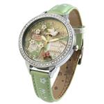 Cute Bowknot Bunny Girl's Teenagers' Wrist Watches,Butterfly Dial,Leather Strap Golden Case fq062