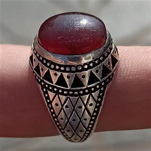 انگشتر نقره کار دست استاد علی عباسی عقیق سرخ کرزی یمنی درجه یک اصیل کهنه تراش قطعی بی نظیر بی نهایت زیبا ...