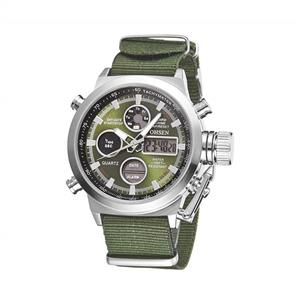eYotto Mens Sports Watch Military Analog Digital Watches Olive Green Canvas Nylon Strap Army Waterproof Wristwatch Alarm Chronograph Backlight 