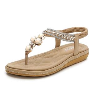Meeshine Womens Flat Sandals Summer Rhinestone Bohemian Flip Flop Shoes 