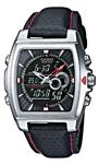 Casio Stainless Steel Edifice Square Black Dial Chronograph Strap Red Accents