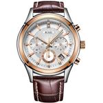 BUREI Mens Business Casual Elegant Chronograph Sports Watch with Genuine Leather Band