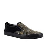 Gucci Studded Slip Black Suede Leather Shoes Sneakers 386777 1000