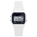 NXDA Sports LED watch, military digital display waterproof watch, men and women (White)