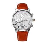 NXDA Classic New Men Watch Wrist Watch Leather Strap Quartz Casual Watches (Orange)
