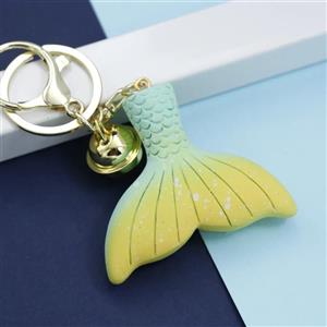 سرکلیدی دم دلفین آویز کیف دم ماهی سبز زنگوله دار 38121