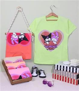 تیشرت تک دخترانه پنبه‌ای کد 1955