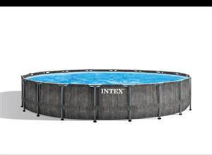 استخر پیش ساخته فریمی 457*122 Kit Piscine Prism Frame Greywood اینتکس 26744 Intex