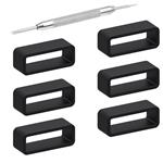 6Pieces Rubber Watch Band Strap Loops 14mm/16mm/18mm/20mm/22mm/24mm/26mm Black Clear Replacement Resin Holder Retainer with Spring Bar Tools