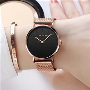 Amazon Watch Lady Ultra Thin Dress for Ladies Simple Wrist Women Classic Womens Rose Gold Female Black White Pink Green Face 