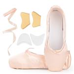 KUKOME-SHOP Satin Ballet Pointe Shoes Dance Shoe with Ribbon and Toe Pads for Girls Women