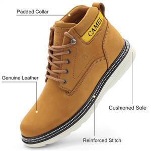 CAMEL CROWN Men's Chukka Boots Leather Anti-Slip Wedge Ankle boots Water Resistant Casual Boots for Men Shoes