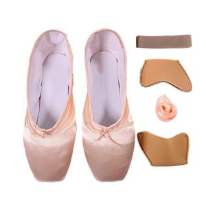 DoGeek Girls Pointe Shoes Ballet Dance Toe for Professional Ladies Satin with Ribbon Choose one Size Larger 