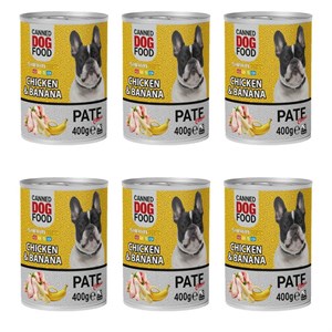 کنسرو سگ شهرپت مدل Chicken And Banana وزن 400 گرم بسته 6 عددی