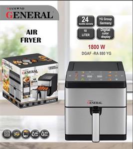 سرخ‌کن بدون روغن ۱۰ لیتری جنرال دیاموند General diamondمدل DGAF-RA880YG – توان 1800 وات با ۲۴ ماه گارانتی شرکتی