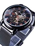 Forsining Luminous Hands Classic Men Fashion Retro Transparent Csse Mesh Band Mechanical Fashion Watch Skeleton Dial